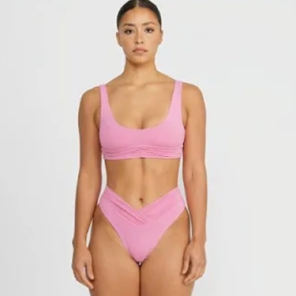 Riot Swim bikini top in cool gray “pico” style, xs, ruched, bandeau - Picture 7 of 8